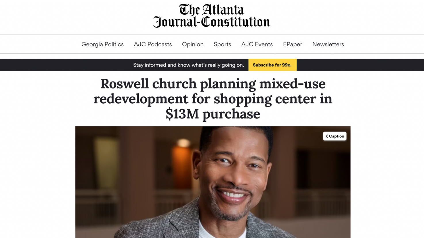 Roswell church planning mixed-use redevelopment for shopping center in $13M purchase