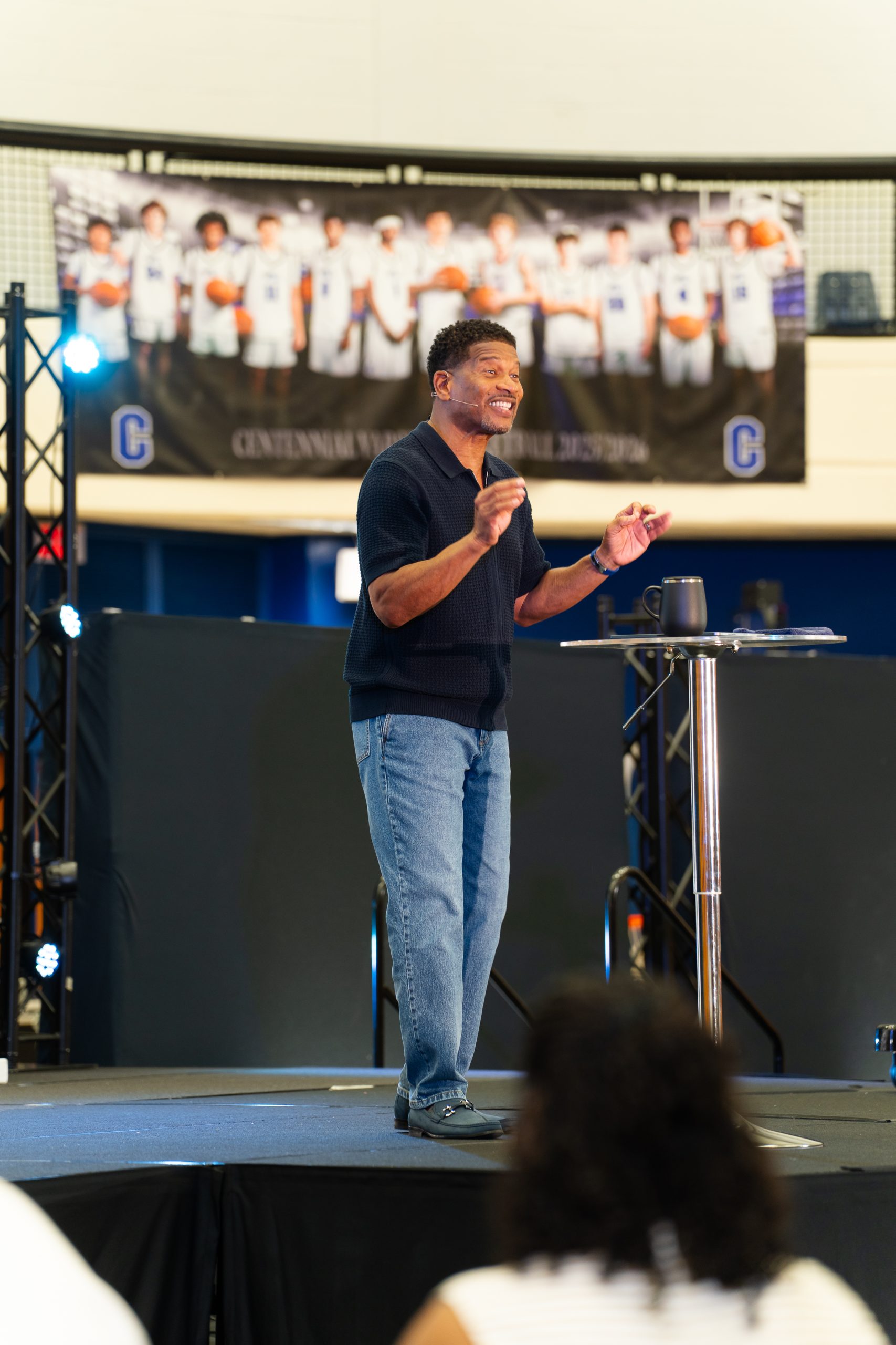 A leader speaking at Eagles Nest Church