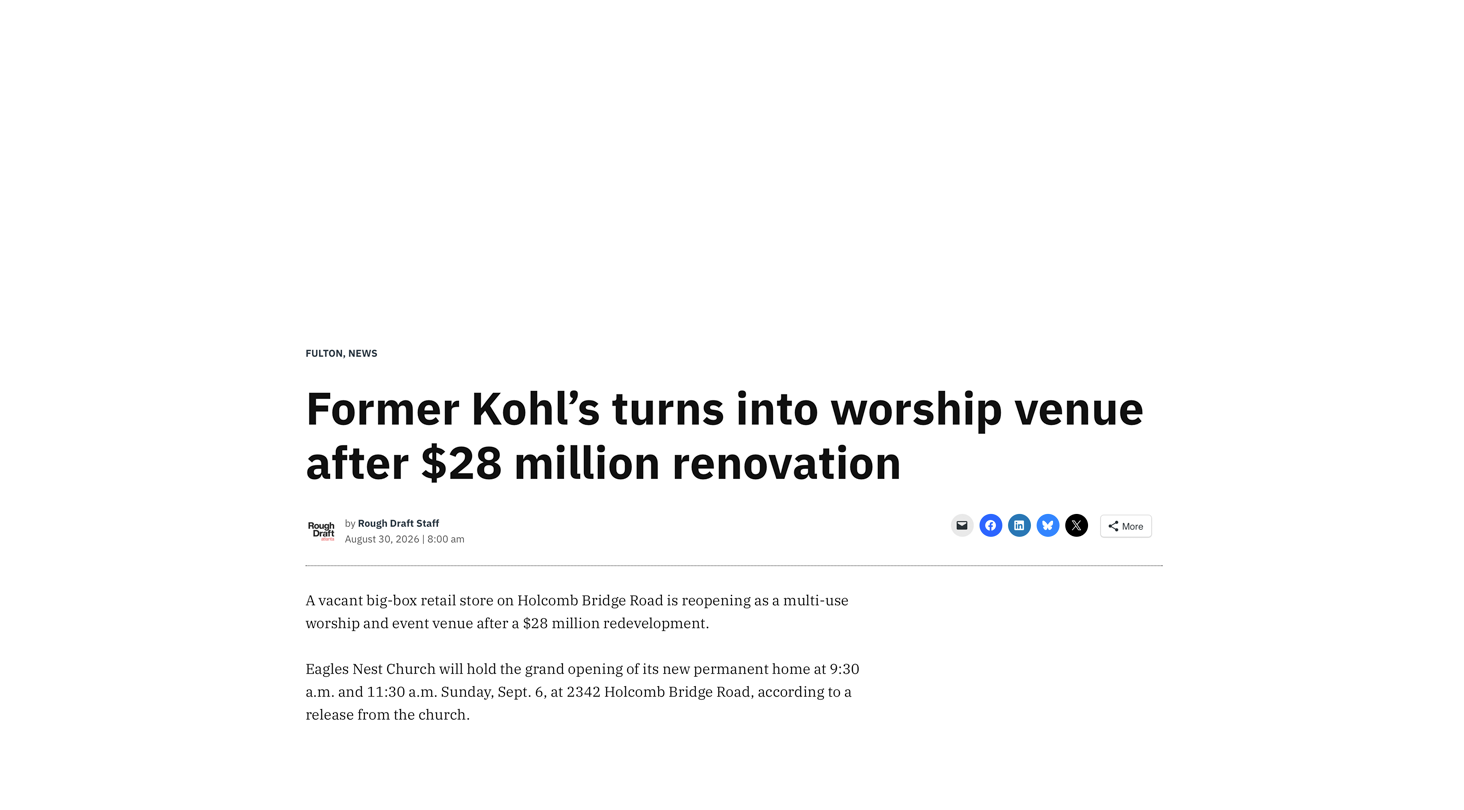 Former Kohl’s turns into worship venue after $28 million renovation